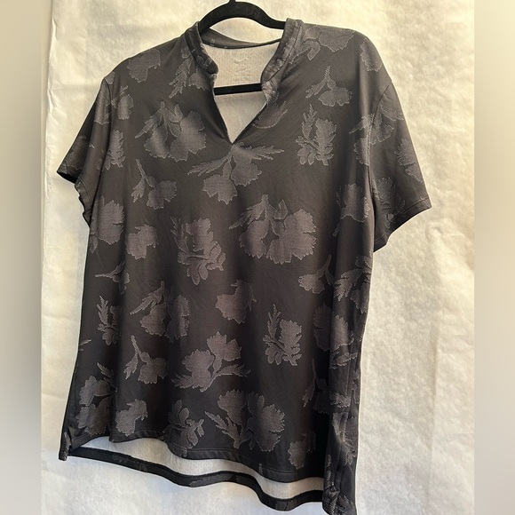 Nike Black Victory Floral Jacquard Performance V neck Polo Sz-XXL. V4 - Picture 3 of 10